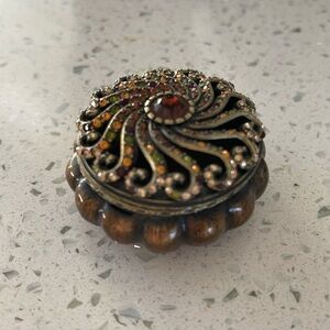 Jay Strongwater Brown Enamel and Swarovski Crystal Trinket Box